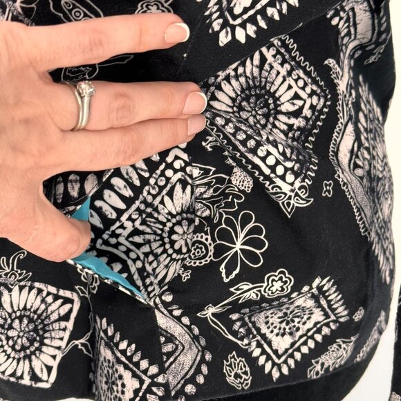 Coldwater Creek Jacket Women‎ 12 Cotton 2 Tone Floral Button Artsy Boho Light - Picture 6 of 8